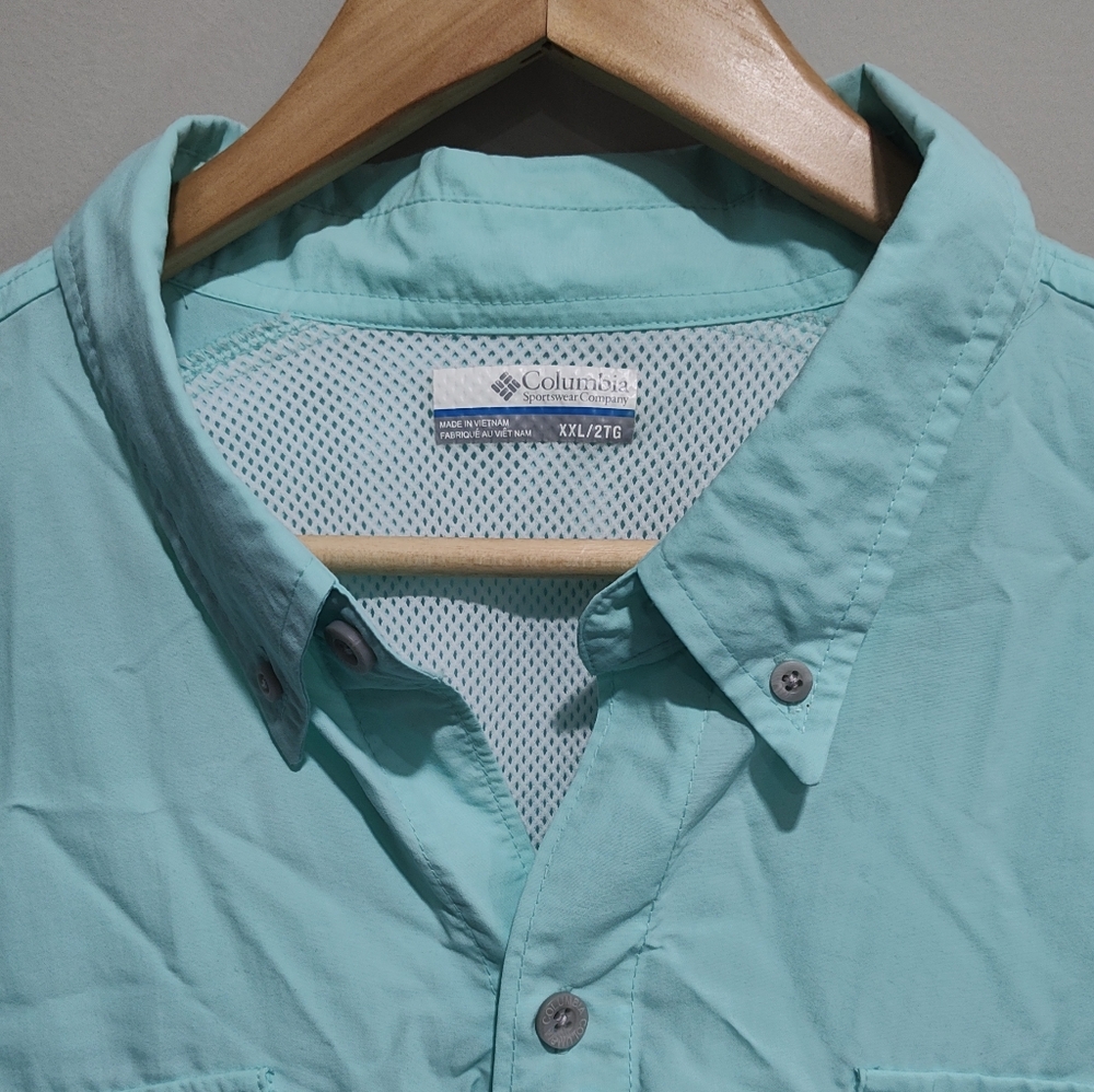 Columbia PFG Omni-Shade Men's Shirt Size XXL  Fishing Vent Green Roll Tab Sleeve - Picture 6 of 11